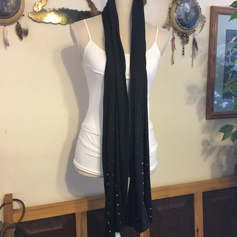 dazzle black studded scarf wrap sash belt